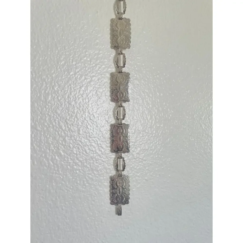 Vintage 80s Silver Tone Concho Link Belt Western Southwestern